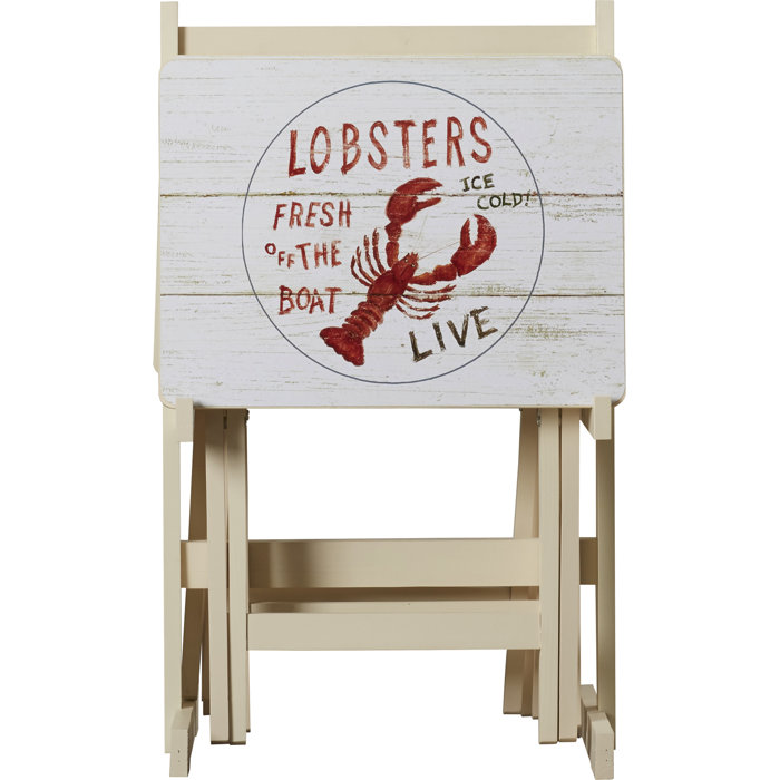 Beachcrest Home Bucholz Wood Coastal TV Tray Table Set with Stand & Reviews Wayfair